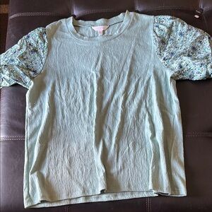 LC Lauren Conrad Blue Short Sleeve Tee with Lace Detail